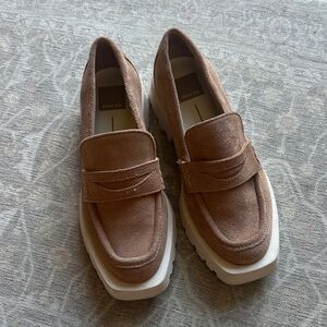 Dolce Vita Brown Suede Loafers with White Soles